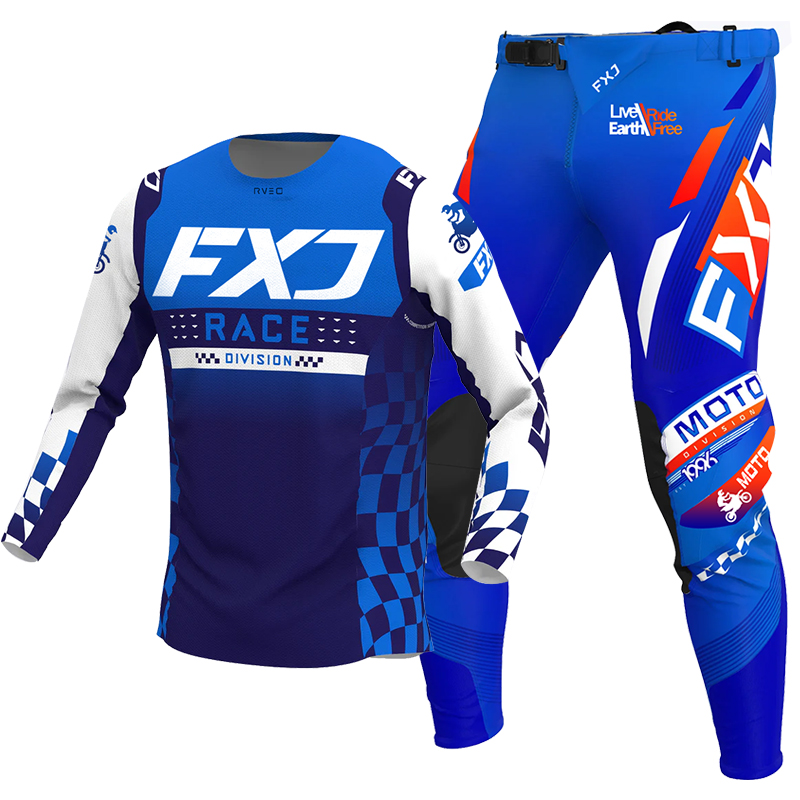 Motorcycle Gear Blue - Zestaw motocrossowy 2025 FXJ koszulka i